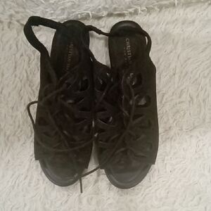 Christian Siriano Black Wedges Elegant Design